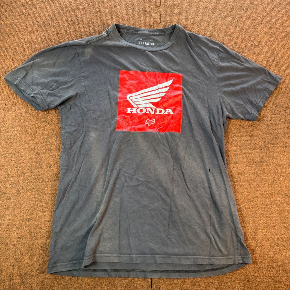 Fox Racing Honda Graphic T-Shirt Mens Medium Faded Black Motocross Tee